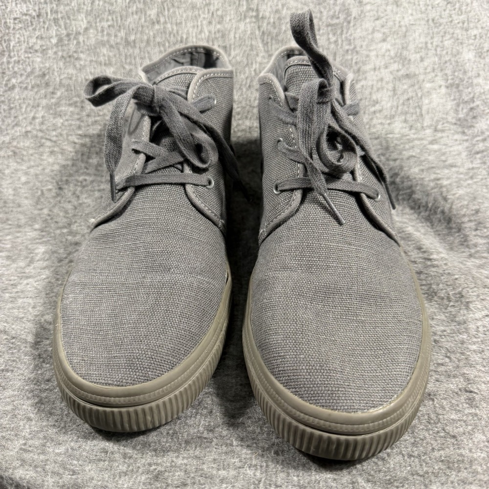 TOMS  Mens Size 11 Lace Up Ankle Boots Gray Canvas Fabric Carlo Chukka